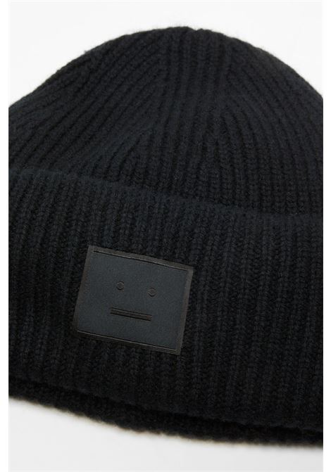 cappello beanie large face logo unisex nero ACNE STUDIOS | C40425900